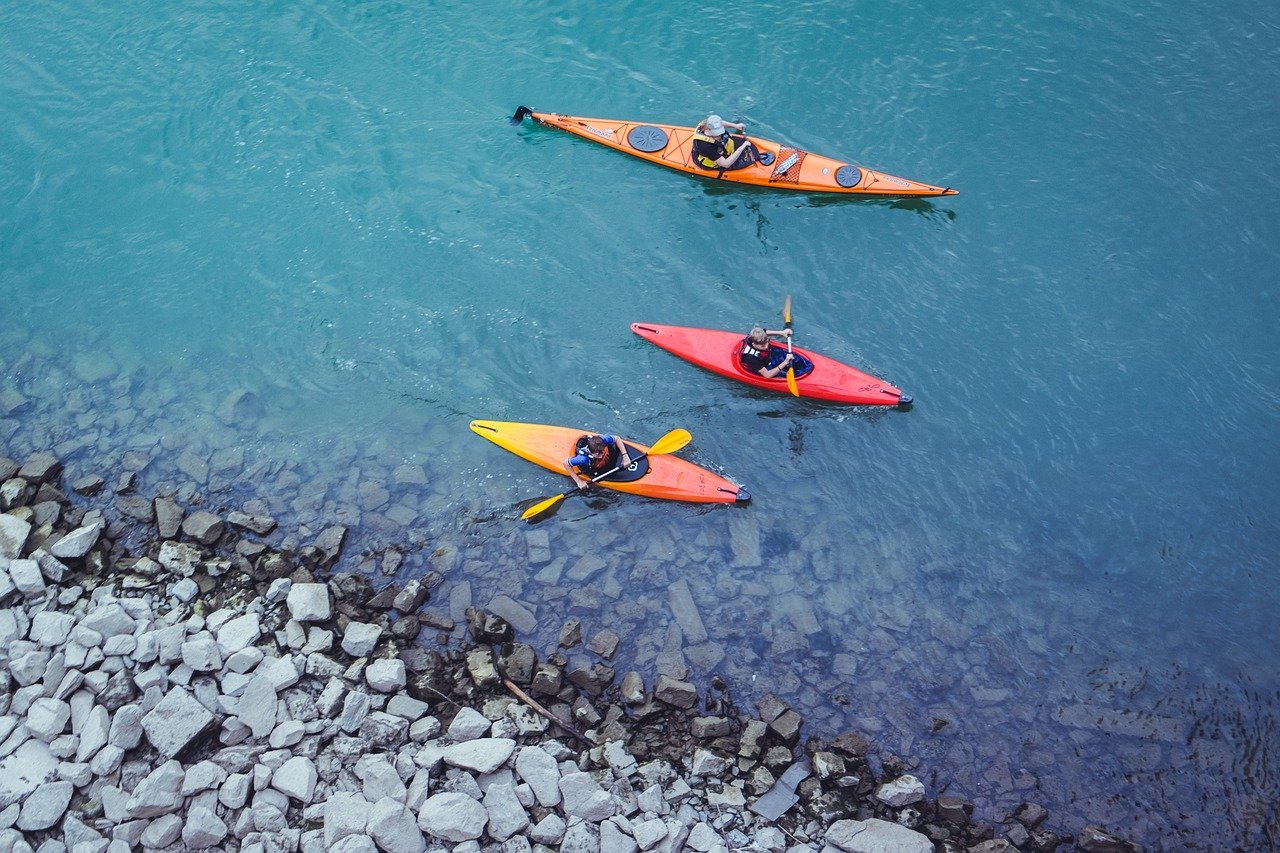kayaking along water